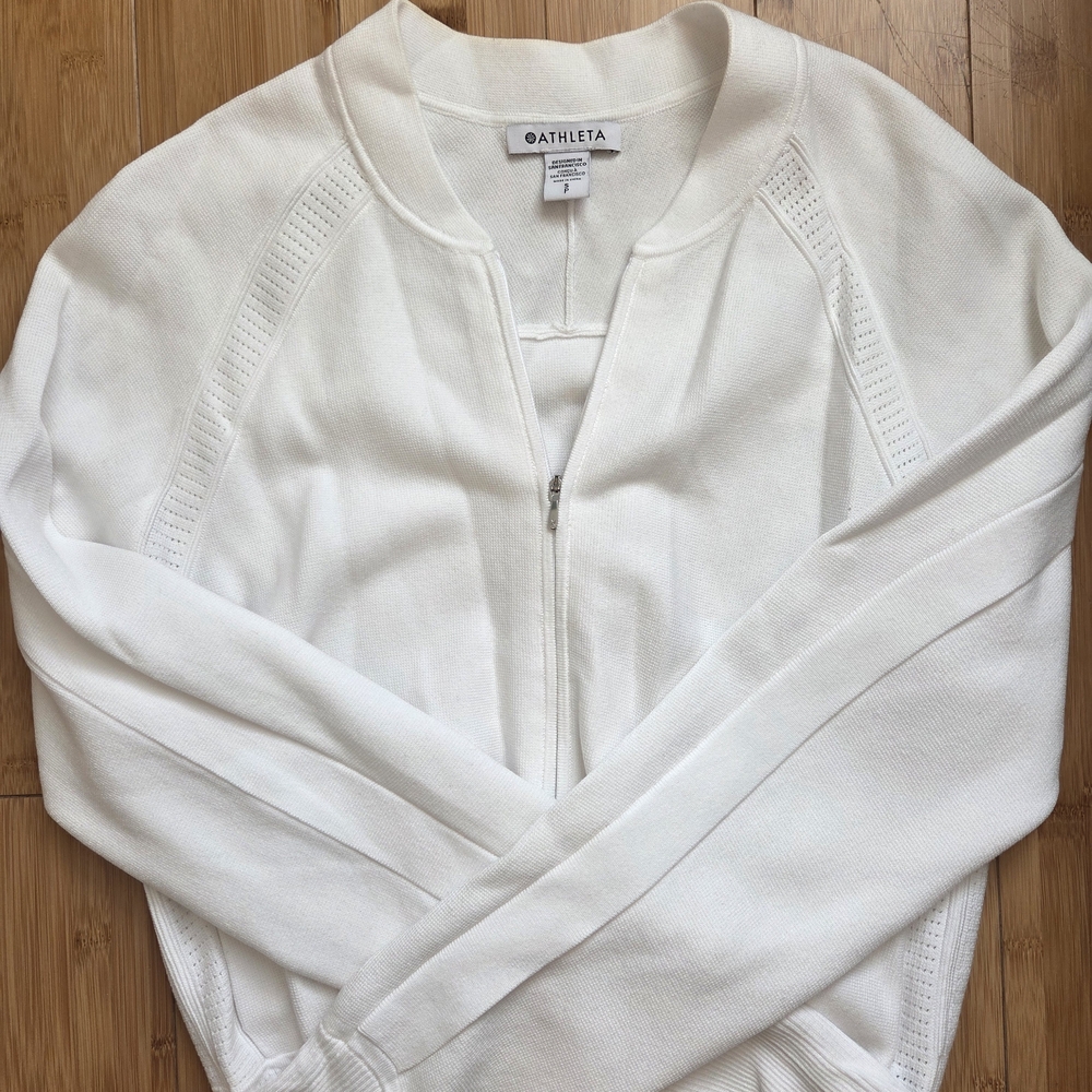 Athleta Women's Cream Zip-Up Cardigan